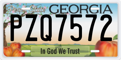GA license plate PZQ7572