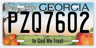 GA license plate PZQ7602