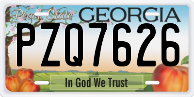 GA license plate PZQ7626