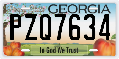 GA license plate PZQ7634