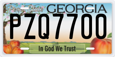 GA license plate PZQ7700