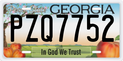 GA license plate PZQ7752