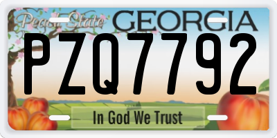 GA license plate PZQ7792