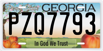 GA license plate PZQ7793