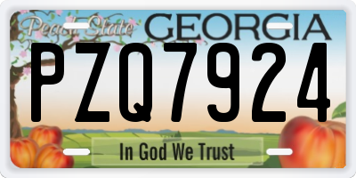 GA license plate PZQ7924
