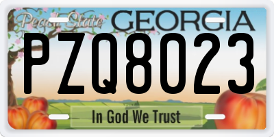 GA license plate PZQ8023