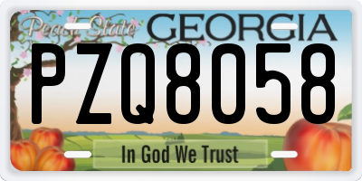 GA license plate PZQ8058