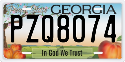 GA license plate PZQ8074