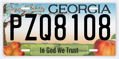 GA license plate PZQ8108
