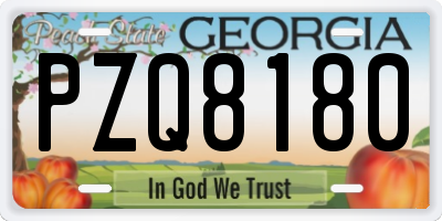 GA license plate PZQ8180