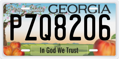GA license plate PZQ8206