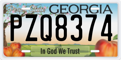 GA license plate PZQ8374