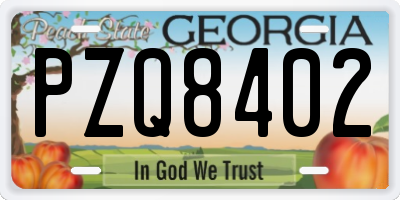 GA license plate PZQ8402
