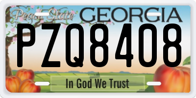 GA license plate PZQ8408