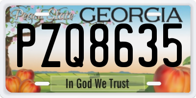 GA license plate PZQ8635
