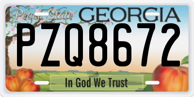 GA license plate PZQ8672