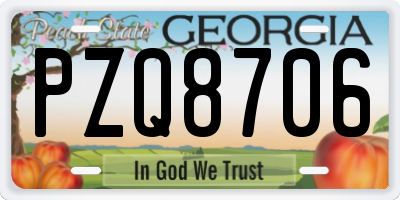 GA license plate PZQ8706