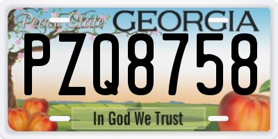 GA license plate PZQ8758
