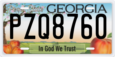 GA license plate PZQ8760
