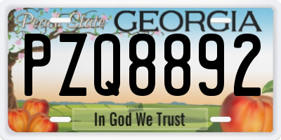 GA license plate PZQ8892