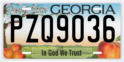 GA license plate PZQ9036