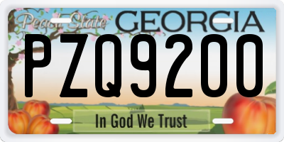 GA license plate PZQ9200