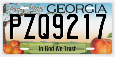 GA license plate PZQ9217