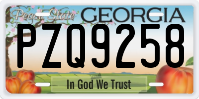 GA license plate PZQ9258
