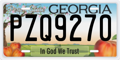 GA license plate PZQ9270