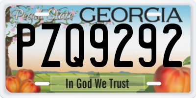 GA license plate PZQ9292