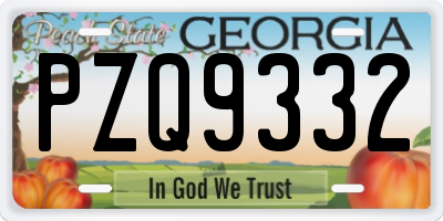 GA license plate PZQ9332