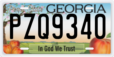 GA license plate PZQ9340