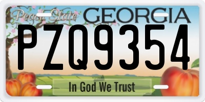 GA license plate PZQ9354