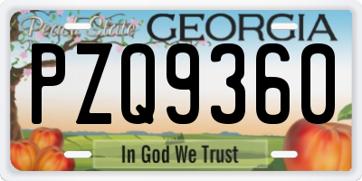 GA license plate PZQ9360