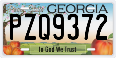 GA license plate PZQ9372