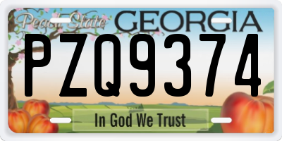 GA license plate PZQ9374