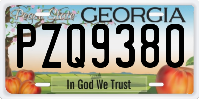 GA license plate PZQ9380