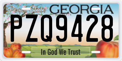 GA license plate PZQ9428