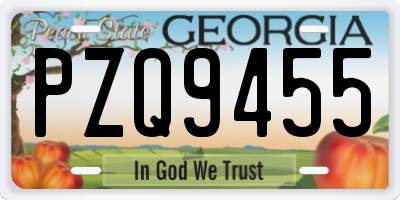 GA license plate PZQ9455