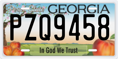 GA license plate PZQ9458