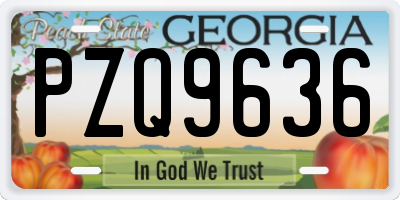 GA license plate PZQ9636
