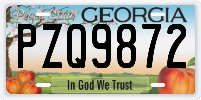 GA license plate PZQ9872