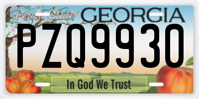 GA license plate PZQ9930