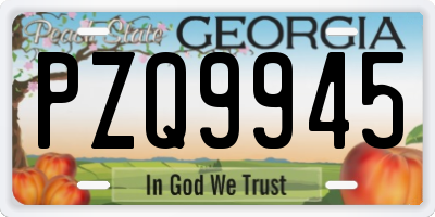 GA license plate PZQ9945