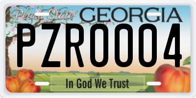 GA license plate PZR0004