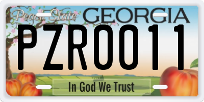 GA license plate PZR0011