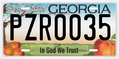 GA license plate PZR0035