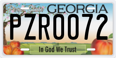 GA license plate PZR0072