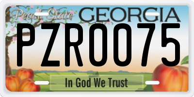 GA license plate PZR0075