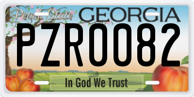 GA license plate PZR0082